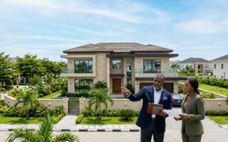 Nigerian investor examining a modern property and considering real estate investment