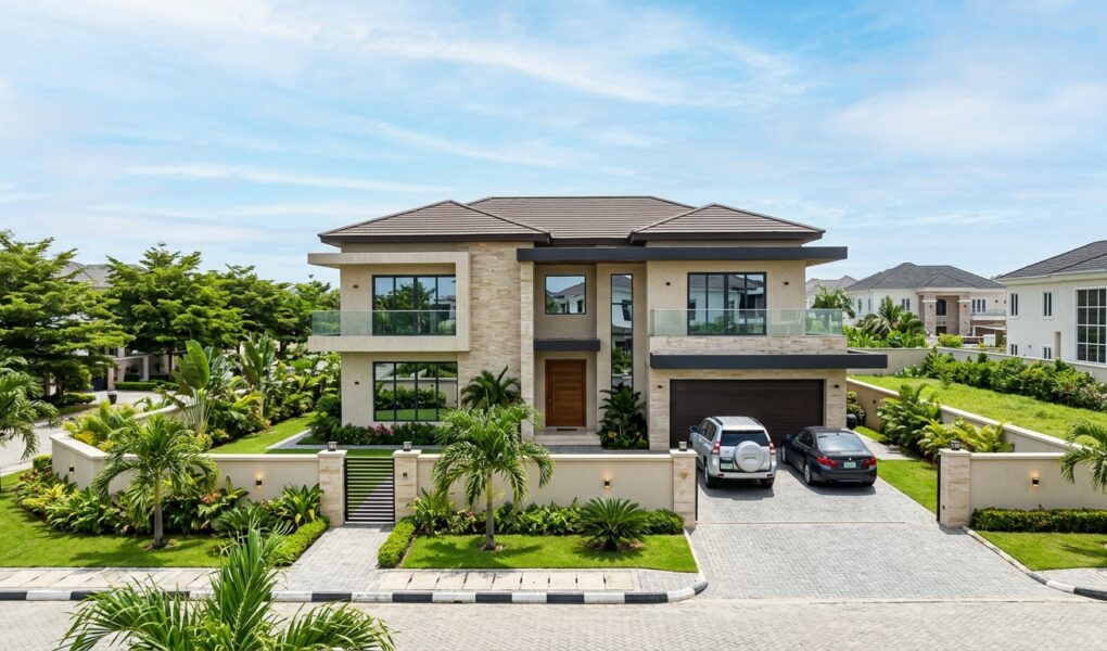 Nigerian property buyer inspecting land with a real estate professional before purchase
